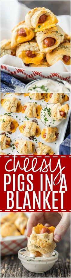 pigs in a blanket recipe with text overlay