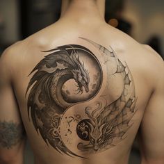 a man with a dragon tattoo on his back