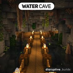 a screenshot of a minecraft server's interior with the text water cave above it