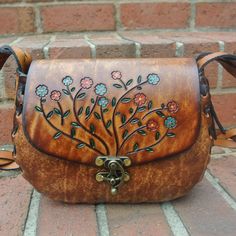 Tooled Leather Purse Gift for Her Womens Tooled Leather | Etsy Tooled Leather Purse, Cheap Purses, Floral Handbags, Popular Handbags, Leather Carving, Purse Gift, Hand Painted Leather, Handbags Affordable, Leather Floral