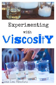 the cover of an experiment with viscosity, including water and liquid in glasses