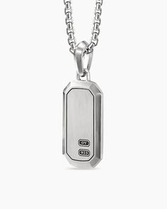 This sleek design reflects the timeless modernity of the Art Deco period in New York City architecture. Sterling silver Black onyx Amulet, 31.7 x 15mm. Please note: amulet only; chain sold separately Shown with: Box Chain"} David Yurman Deco Amulet Pendant in Sterling Silver with Black Onyx, 31.7mm | Men's | Deco Amulet in Sterling Silver with Black Onyx, 31.7mm David Yurman Pendant, Mens Chain, Holiday Lookbook, Fawn Colour, Mens Silver Jewelry, Mens Chain Necklace, Men Jewelry, City Architecture, Rare Gemstones