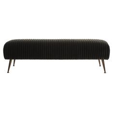 a black velvet bench with wooden legs