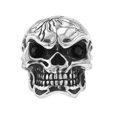 The Ed Hardy men's skull ring is a chic and bold accessory that will instantly elevate your fashion quotient. Featuring an intricately designed skull face with black crystal stones for eyes, this ring is made from robust, high-quality metal, ensuring longevity. The distinctive and attention-grabbing design is perfect for making a statement and standing out in any crowd. Complete your look with this ring to showcase your edgy style. It also makes for an excellent gift, either for a special someone or for yourself. With the Ed Hardy men's skull ring, you'll always be in vogue, displaying your edgy side and becoming the envy of your friends. Size: 10.  Color: Silver.  Gender: male.  Age Group: adult. Mens Skull Rings, Metal Skull, Bold Accessories, Skull Face, Ring Size 10, Edgy Style, For Eyes, Crystal Stones, Ed Hardy