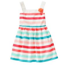 Line: Ice Cream Parlor 100% Cotton Dress With White Slip Liner. Striped Spring Dresses For Playtime, Striped Summer Dress For Playtime, Blue Halter Dress, Ice Dresses, Gymboree Girl, Ice Cream Parlor, Striped Sleeveless Dress