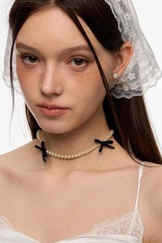 coquette aeshetic pearl bow choker, cute necklace, aesthetic accessories, coquette girl style Choker Aesthetic, Coquette Necklace, Necklace Coquette, Party Choker With Bow Detail, Coquette Necklace Aesthetic, Necklaces Coquette, Elegant Black Necklace With Bow, Coquette Grunge Jewelry, Pearl Necklace Coquette