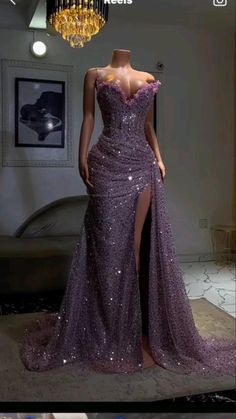 purple sparkly prom dress Purple Long Prom Dresses, Prom Dress Inspo Purple, Prom Dress Purple Lavender, Prom Dresses Diamonds, Purple Prom Dresses Black Women, Violet Prom Dress, Purple Prom Couple, Prom Glitter Dress, Purple Sparkly Prom Dress