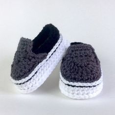 "These adorable crochet baby sneakers are expertly hand crocheted using soft 100% cotton yarn. These crochet baby shoes make a great gift! Order a pair today! **This item is Made-to-order. Please scroll down to the \"Shipping\" section for current production time and estimated delivery date.** Colors: pewter gray white black If you like these, check out the other shoes I have in my shop here: https://etsy.me/32VHMoi SIZES: 0-3 Months (3.5\" sole length) 3-6 Months (4\" sole length) 6-9 Months (4 White Crochet Casual Booties, Casual White Crochet Booties, Casual Crochet Booties With Round Toe, Crochet Baby Sneakers, Baby Nike, Yeezy Sneakers, Adorable Crochet, Crochet Booties, Crochet Baby Shoes