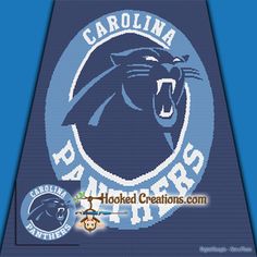 the logo of the carolina panther is shown in this cross stitch pattern from hooked creations