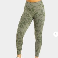 These Were Never Worn, In Absolutely New Condition! Size S. Gymshark Camo Leggings, Printed Leggings Gymshark, Stretch Military Camouflage Bottoms, Green Animals, Seamless Leggings, Women's Leggings, Pant Jumpsuit, Camo, Pants For Women