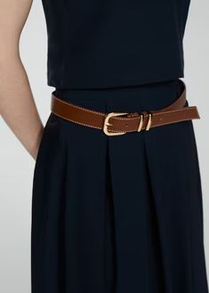 Pleated midi skirt Elegant Cotton Office Skirt, Classic Bottoms With Belt, Classic Workwear Skirt With Belt Loops, Elegant Midi Skirt With Belt Loops, Workwear Skirt With Belt, Classic Relaxed Skirt With Belt Loops, Casual Skirt With Belt For Workwear, Chic Workwear Skirt With Belt, Casual Belted Skirt For Work