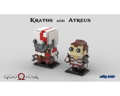 two legos made to look like characters from the animated movie, karate and atreus