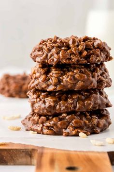 chocolate oatmeal cookies stacked on top of each other