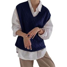 Soft And Skin-Friendly, Stretchy, Warmth While Also Making You Look Stylish. Features:V Neck Sweaters Vest,Sleeveless Sweaters,Cable Knit Tank Top,Solid Color Tunics,Loose Fit,Pullover Tops. Occasion:This Oversized Sweater Vest Can Match Blouse Inside ,Perfect For Daily Life, Travel, Holiday, Office,Shopping,School,Workout. Matching: The Fall Loose Knit Vest Is Very Suitable For Matching Shirts And Long-Sleeved Blouses. You Can Buy Them In Our Shop. Sweater Vest Oversized, Cable Knit Tank Top, School Workout, Sweaters Vest, Oversized Sweater Vest, Blue Sweater Vest, V Neck Sweater Vest, Sleeveless Sweaters, Solid Color Sweater