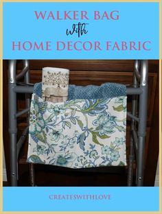 a chair with a blanket on it and the words walker bag at home decor fabric