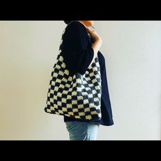 Bought On Etsy! Never Worn White Square Shoulder Bag For Day Out, Chic White Square Crochet Bag, White Rectangular Crochet Bag For Day Out, White Crochet Bag For Everyday Use, White Crochet Bag For Everyday, Everyday White Crochet Bag, White Crochet Shoulder Bag For Day Out, Gray Crochet, Checker Pattern