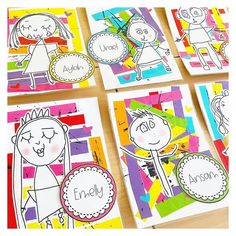 four children's artwork cards with the words, personalized