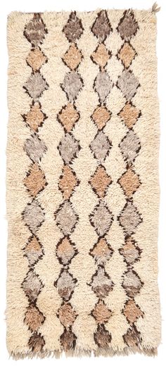 an area rug with various colors and patterns on it, including brown, beige and white