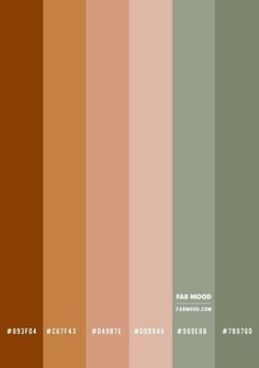 the color scheme for an art project is shown in shades of brown, green and beige