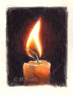 a drawing of a lit candle