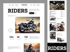 the website design is designed to look like it has an image of a motorbike