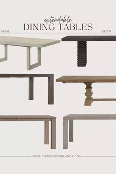 an image of dining tables in different styles