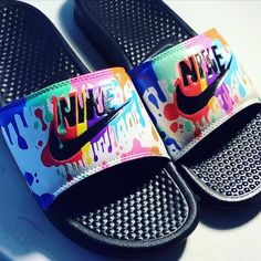 Nike "Too much Drip" Custom Painted Slides  - Designs Drawn with posca Acrylic paint pens  - coated with Angelus no.600 finish for shine and durability  - slides are made to order some slight variations may occur Nike Slides, Acrylic Paint Pens, Slide Design, Custom Painted, Paint Pens, Miami Fl, Custom Paint, Designs To Draw, Acrylic Paint