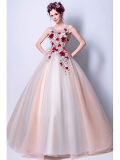 2019 Cheap Floral Ball Gown Prom Dress With Unique Applique Floral Floral Ball Gown, Unique Formal Dresses, Junior Formal Dresses, Cheap Gowns, Cheap Formal Dresses, Floral Prom Dresses, Junior Prom Dresses, Custom Prom Dress, Unique Prom Dresses