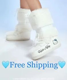 Hello Kitty Boots, Diy Hello Kitty, Animal Print Boots, Graphic Embroidery, Fur Snow Boots, Kitty Items, Women's Shoes Accessories, Girly Bags, Faux Fur Boots