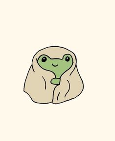 a drawing of a frog wrapped in a blanket