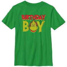 He'll love wearing this Boys 4-7 The Grinch Birthday Boy Graphic Tee. Click on this KIDS APPAREL & SHOES GUIDE to find the perfect fit and more! FEATURES Crewneck Short SleevesFABRIC & CARE Cotton Machine wash Imported Size: M 5-6. Color: Kelly. Gender: male. Grinch Birthday, Dr Seuss Grinch, Grinch T Shirt, Shoes Guide, Books And Movies, Birthday Boy Shirts, Boys Graphic Tee, Sleeve Packaging, Kids Clothes Boys