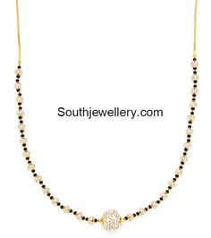 Short Black Beads Mangalsutra Chains photo Golusu Designs, Short Black Beads, Mangalsutra Chain, Spinel Jewelry, Diamond Flower Pendant, Black Beads Mangalsutra, Black Beads Mangalsutra Design, Gold Mangalsutra Designs, Beautiful Gold Necklaces