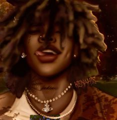 a digital painting of a woman with dreadlocks and piercings on her face