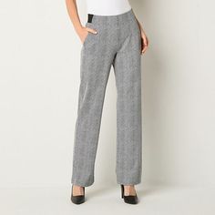 The Liz Claiborne Audra tailored Ponte trouser has a sleek, tailored look with a straight leg cut. Pair with shirts for professional or polished casual events.Front Style: Flat FrontClosure Type: Hook & Eye, ZipperFit: Straight FitPockets: 2 Back Slip Pockets, 2 Front Slip PocketsRise: Mid RiseFiber Content: 83% Rayon, 12% Nylon, 5% SpandexFabric Description: PonteLining: UnlinedInseam: 32 InLeg Style: Straight LegCare: Machine Wash, Dry FlatCountry of Origin: Imported