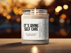 a candle that says it's giving self care