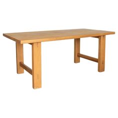 a wooden table with two legs on white background