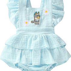 -Snap Closure For Easy Diaper Changes. -Adjustable Straps To Fit Your Child As They Grow -Sleeveless. -Smoke Free And Pet Free. All Orders Ship Via Usps Within 24 Hours Monday-Saturday |Sizing| Size 3t Length 23" Size 2t Length 19.5" Size 18-24 Months Length 18.5" Size 12-18 Months Length 17.5" Size 9-12 Months Length 16.5" Size 6-9 Months Length 15.5" Size 3-6 Months Length 14.5" Light Blue Bubble Romper For Summer Playtime, Playful Blue Bubble Romper For Summer, Blue Bubble Romper For Summer Playdate, Light Blue Cotton Bubble Romper For Summer, Blue Cotton Bubble Romper For Playdate, Blue Cotton Bubble Romper With Ruffles, Blue Cotton Bubble Romper With Short Sleeves, Cute Light Blue Cotton Bubble Romper, Light Blue Sleeveless Cotton Bubble Romper