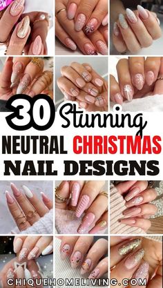 30 Neutral Christmas Nail Ideas for a Sophisticated Look 63 30 Neutral Christmas Nail Ideas for a Sophisticated Look Short Christmas Nails, Sparkle Nail Designs, Winter Nail Art Designs, Matte Acrylic Nails, Minimalist Vibe, Neutral Christmas