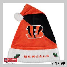 Your Cincinnati Bengals team spirit is matched only by your holiday spirit-show off both with this Logo Santa hat from FOCO. With festive Cincinnati Bengals graphics, this fun hat will effortlessly make your holidays merry and bright. Bengals Christmas, Cincinnati Bengals Logo, Bengals Logo, Orange Games, Fun Hat, Custom Jerseys, Cool Hats