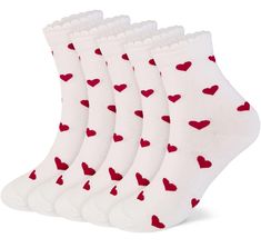 PRICES MAY VARY. [Lovely Design] Cute design casual socks that will be bound to elevate your ordinary daily-life. Cute and lovely heart patterns with eye-catching colors will bring you a fun day. Easy to match with any outfits and occasions. [Daily Socks] Made of cotton & spandex blends, this stylish socks are soft and elastic enough to keep you comfortable and in style during your all day. In additon, the moderate thickness (not too think or not too thin) is great for spring, summer, fall, and Heart Socks, Smile Design, Stylish Socks, Vintage Trousers, Fun Size, Cozy Socks, Socks For Women, Heart Pattern, No Show Socks