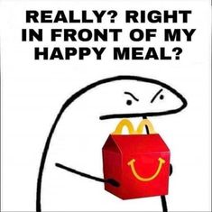 a box with a hot dog in it that says, really right in front of my happy meal?