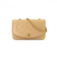 Chanel Diana 22 Matelasse Chain Shoulder Leather Beige Gold Vintage Shoulder Bag Size: W22h14d7cm Shoulder: 103cm (Not Adjustable) Weight: 400g Country France, Chanel Style, Adjustable Weights, Vintage Shoulder Bag, Chanel Fashion, Chain Shoulder Bag, Chanel Bag, Leather Shoulder Bag, Leather Bag