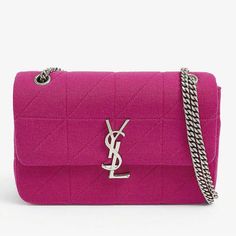 Fantastic Bag Wore It Only A Few Times Comes With Dust Bag Ysl Handbags Pink, Chic Pink Shoulder Bag With Chain Detail, Hot Pink Ysl Bag, Rectangular Pink Bag With Chain, Luxury Pink Bag With Chain, Bags Ysl, Lock Chain, Saint Laurent Bags, Yves Saint Laurent Bags