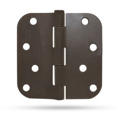 an image of a door hinge with holes on the front and back side of it