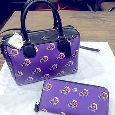 As Described In Pictures. Purple Travel Bag With Interior Card Slots, Luxury Purple Rectangular Wallet, Coach Mini Purse, Mini Hand Bag, Guess Sneakers, Coach Leather Bag, Bags Coach, Mini Handbags, Mini Purse