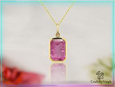 "Emerald Cut  7 x 9 mm Pink Tourmaline Gemstone Pendant Made in 925 Sterling Silver or 14k Gold Filled over Silver. Makes a Perfect Gift for your Girlfriend, Wife, Mom or Simply an Excellent Addition to Your Jewelry Collection. Pink Tourmaline Pendant Necklace, Octagon 7 x 9 Emerald Cut Pink Tourmaline, Dainty Women Necklace, Wedding Engagement Necklace, Mother Gift ------------------------------------------------------------------ Details:- ✪ Material: 925 Sterling Silver  ✪ Material: 14k Gold Emerald Cut Tourmaline Jewelry Gift, Rectangular Tourmaline Jewelry For Gifts, Rectangular Tourmaline Jewelry Gift, Dainty Women, Engagement Necklace, Engagement Necklaces, Tourmaline Pendant, Necklace Wedding, Morganite Ring