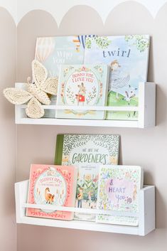 DIY floating bookshelves for kids Bookshelves For Kids, Floating Bookshelves, Block Painting, Kid Rooms, White Spray Paint, Bookshelves Kids, Room Update, Art Prints Online, Picture Hangers