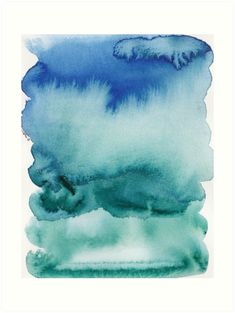 an abstract watercolor painting with blue and green colors