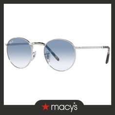 in stock Silver Sunglasses With Gradient Round Frame, Silver Sunglasses With Gradient Lenses And Round Frame, Formal Sunglasses With Gradient Lenses And Adjustable Fit, Unisex Sunglasses, Ray Ban, Ray Bans, Silver Tone, 50 %, Pick Up