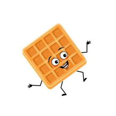 a waffle with eyes, arms and legs running